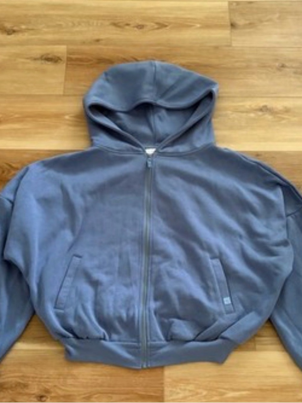 Blogilates Zip-Front crop Hooded Sweater - Slate Blue